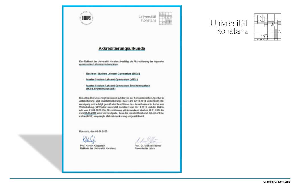 Akkreditierung Lehramtsstudiengänge Univ. Konstanz